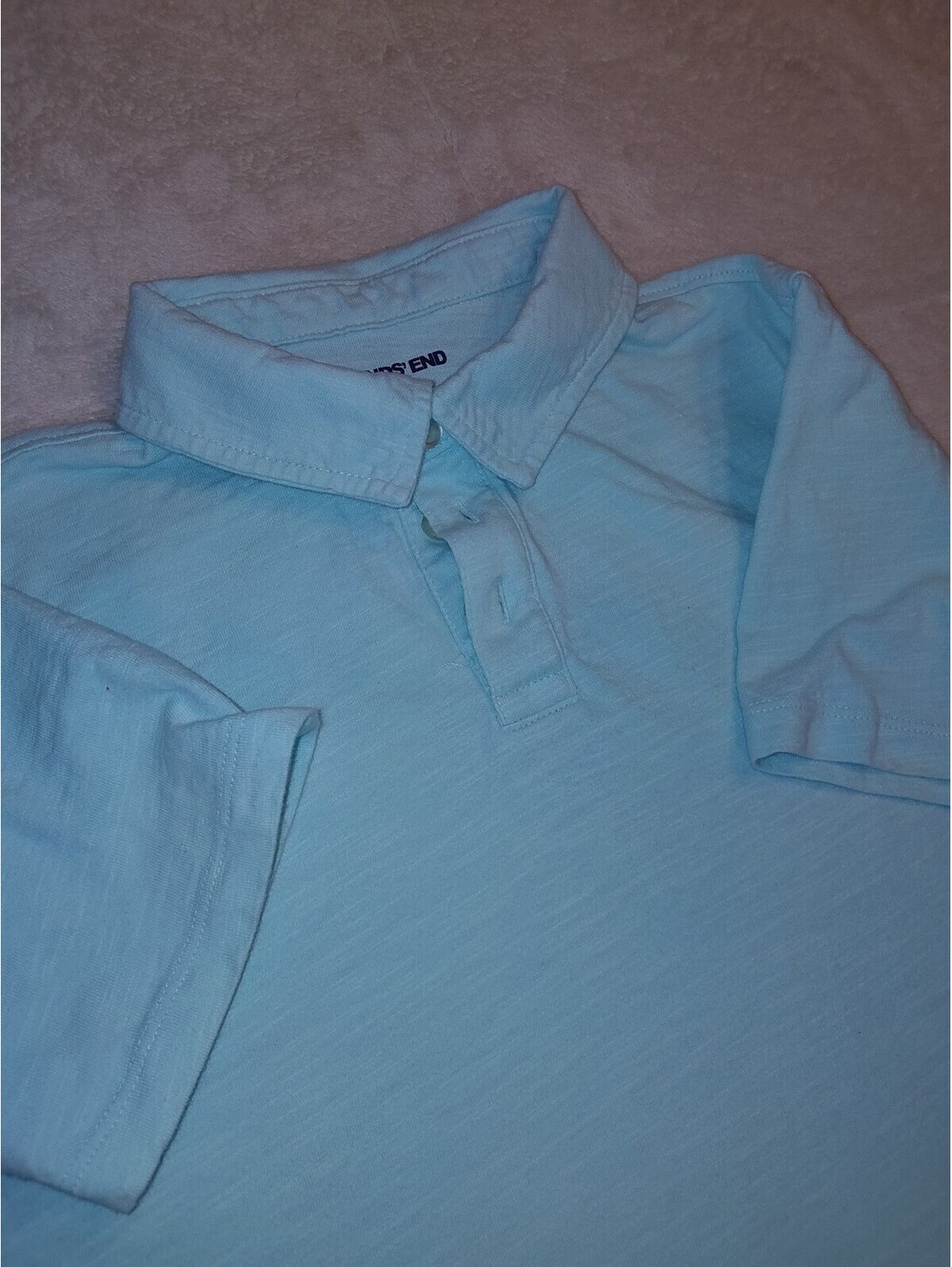 Boy's Lands End Light Blue Polo Shirt Medium Kids. 0089